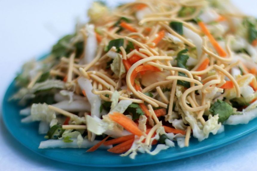 Chinese cabbage and crispy noodle salad